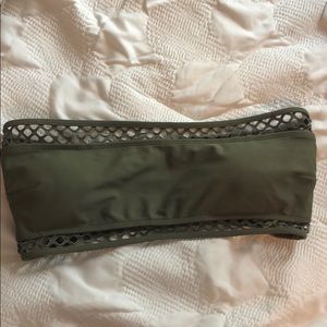 Army green bandeau bikini top